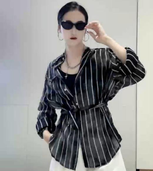 NC流行花色条纹长袖衬衫50504（黑）夏季 152550110321 商品图1