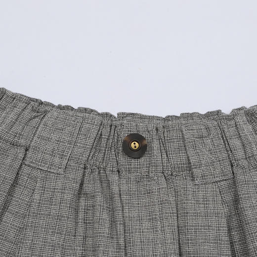 谜底短裤女2025夏季新品复古风日常棉麻提花宽松A型裤子252MK0526 商品图3