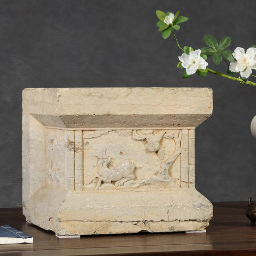 明	石雕鹿纹方座 商品图0