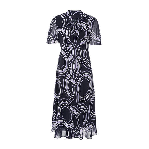 EITIE爱特爱夏季新款飘带V领收腰法式通勤显瘦印花连衣裙7807526 商品图5