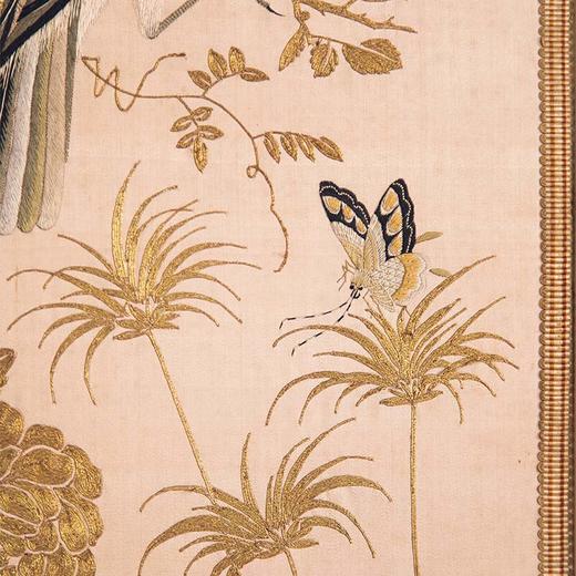 【已售】独角鹿西洋古董 19世纪中国清代出品「水岸白鹭」传统东方花鸟主题粤绣挂屏 商品图6