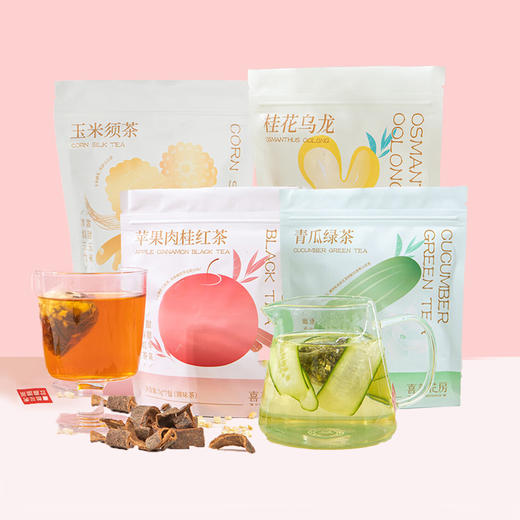 【秒杀】喜善花房茶包袋泡水果茶组合（苹果肉桂5g*7+玉米须茶5g*7+青瓜绿茶3g*7+桂花乌龙3g*7） 商品图0