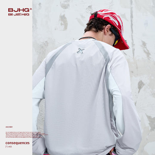 BJHG不计后果 凉感长袖t恤男夏季2025新款运动休闲透气撞色骑行服 商品图3