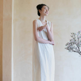 牧衣游原创 60支纯棉手绣无袖背心连衣裙女 紫霞【不支持会员折】