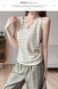 【YW】无忧购韩系简约百搭棉麻V领宽松条纹背心（49/2件）3500 商品缩略图5