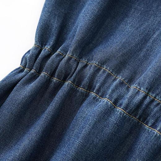 【高货wl】全新升级【铂金会员339/天猫459/差价120】(12128)洛诗琳2025垂感牛仔翻领抽绳系带收腰显瘦柔软舒适连衣裙 商品图3