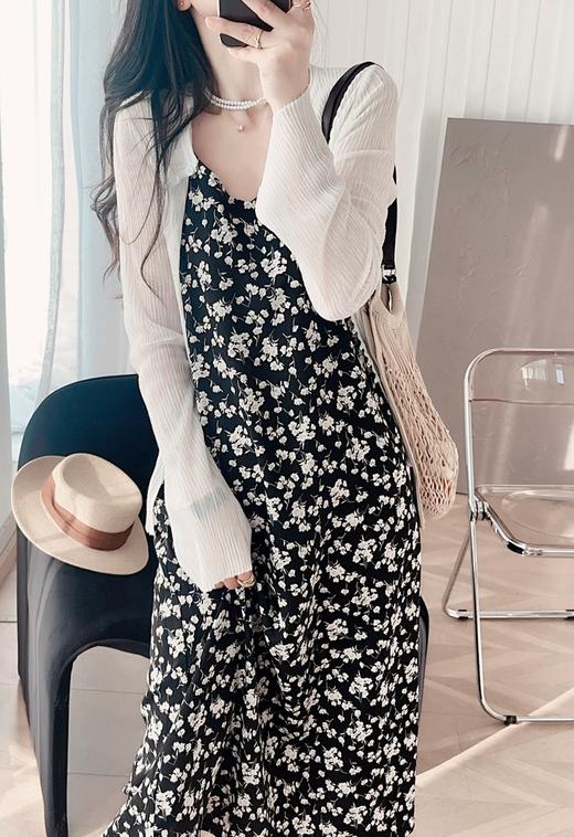 法式浪漫V领随身小碎花吊带雪纺裙显瘦连衣裙 商品图8