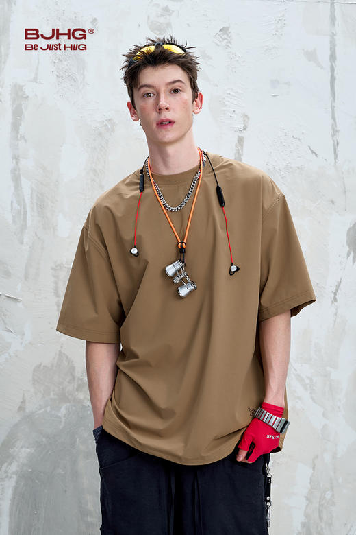BJHG不计后果简约轻薄透气短袖t恤男夏季宽松潮牌美式休闲半袖T恤 商品图5