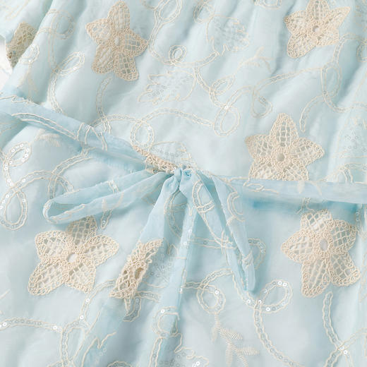 奢姿大码女装2025夏季减龄蝴蝶结绑带时尚连衣裙胖妹妹镂空裙子9952869803 商品图4