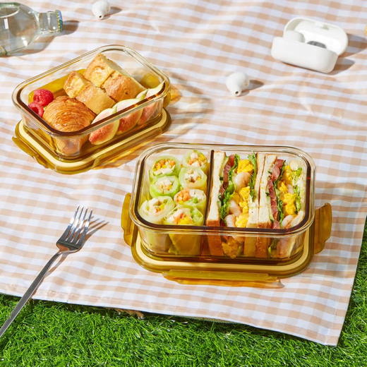 康宁琥珀色保鲜盒600mL长方形 商品图1