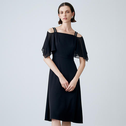 EITIE爱特爱夏季新款气质时尚通勤露肩显瘦修身连衣裙女裙7807523 商品图2