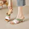 【预售5天】夏新款真皮一字拖女外穿露趾凉拖鞋拼色百搭时尚粗跟高跟凉鞋MBJR&6921 商品缩略图0