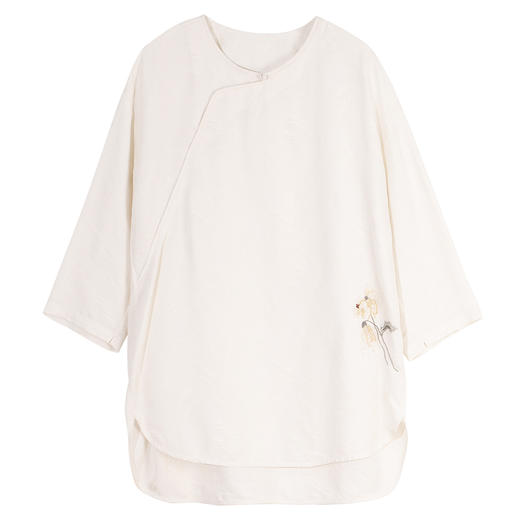 牧衣游原创 提花真丝混纺套头衫清凉透气禅意复古轻薄小衫 见友人 商品图4