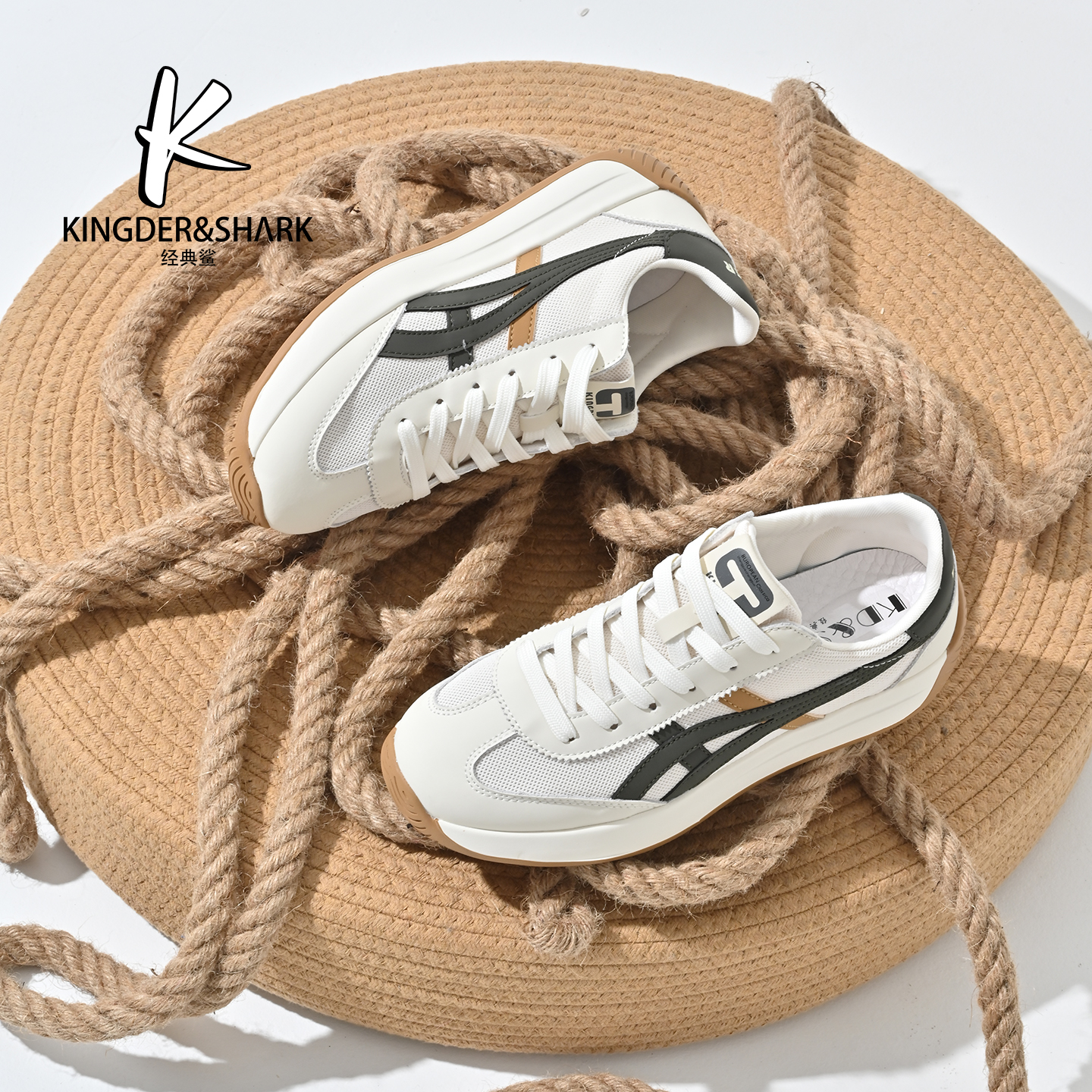 经典鲨2025年夏季新款男士时尚潮流拼色薄款网状透气跑步休闲鞋KF18-526031