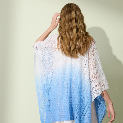 三彩2025新款蓝白渐变流苏披肩女夏民族风镂空外搭波西米亚度假 商品图4