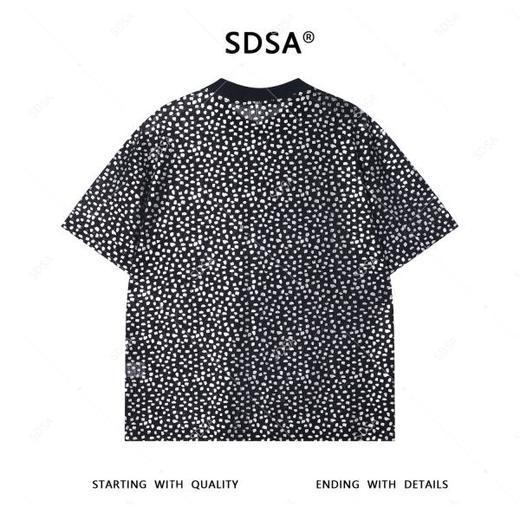 T3746夏季高级感新款男士韩系撞色满印图案短袖T恤潮流宽松圆领上衣 商品图5