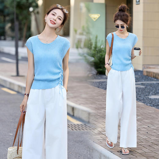 夏天巨好看的套装夏装一整套气质女神范高端阔腿裤两件套   HPT-CPYY8152 商品图5