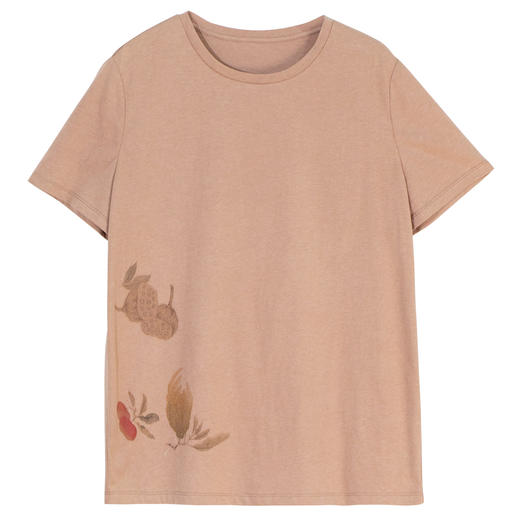 牧衣游原创 印花棉质T恤女夏轻薄舒适柔软质朴宽松百搭短袖 清饮 商品图4