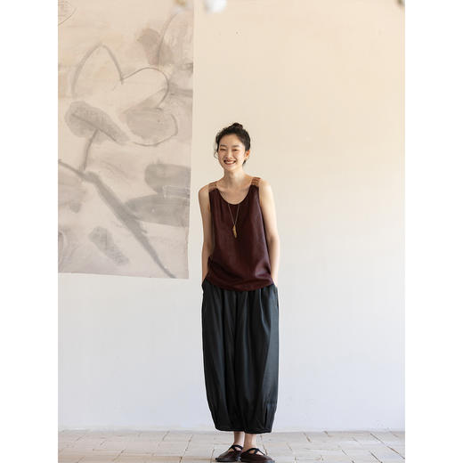 牧衣游原创 18姆米薯莨染香云纱裤子轻薄舒爽禅意九分休闲裤 翩然 商品图2