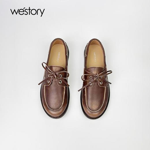 westory新款休闲风厚底平跟舒适百搭系带乐福鞋W24CM75221 商品图2