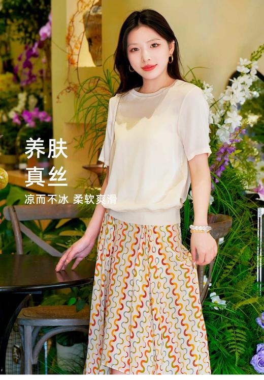 L1XL2现货 臣禾	【正肩真丝T】下摆罗纹圆领短袖T恤	JZ252050675 商品图1