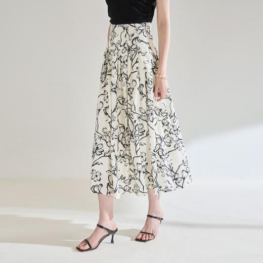 【高货sh】全新升级【铂金会员247/天猫329/差价82】(01459)洛诗琳夏季天丝国风水墨印花显瘦A字高腰伞裙度假风半身裙 商品图3