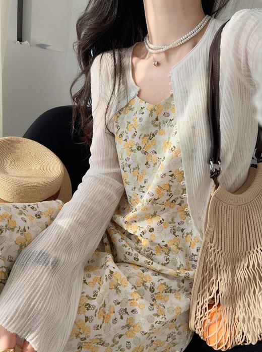 法式浪漫V领随身小碎花吊带雪纺裙显瘦连衣裙 商品图2