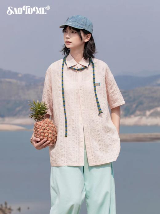 早乙女惠子saotome/STMCS252281/条纹合身短袖衬衫【不含领口绳子】 商品图2