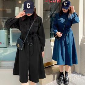 超值购【诗铭洛可】XCX235 连衣裙翻领衬衫春秋裙B9-3