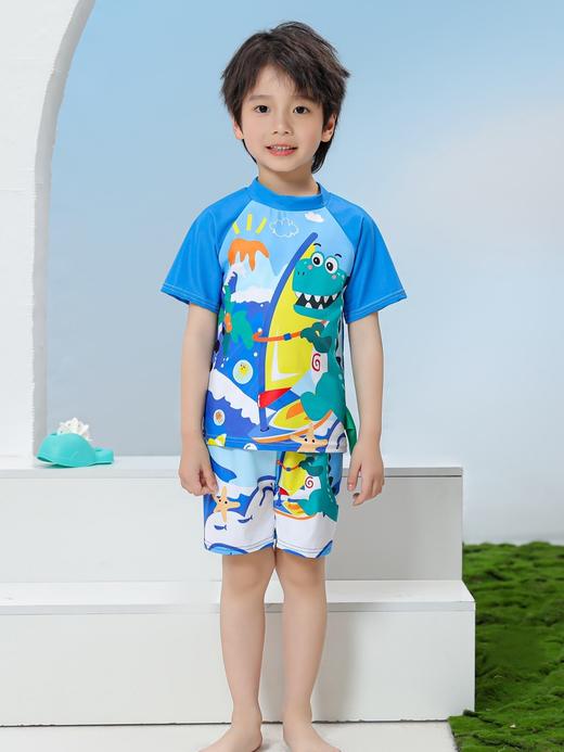 【夏日必备🌊】男童防晒泳衣套装🔥UPF50+全方位防护，速干透气还送泳帽！宝妈们抢疯了💥儿童分体泳衣 男童短袖防晒速干游泳套装 宝宝潜水服冲浪 UPF防晒泳衣 商品图4
