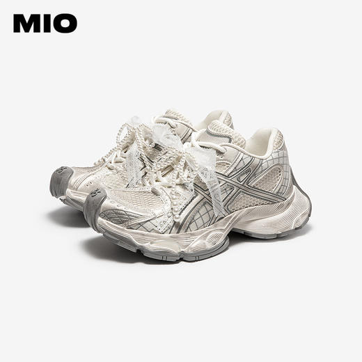 MIO米奥老爹鞋做旧复古脏脏鞋珍珠蕾丝鞋带运动鞋女M254586225 商品图2