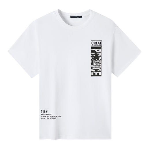 GXG男装夏季时尚字母印花男士纯棉圆领百搭短袖T恤K&C 商品图2