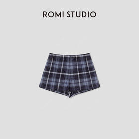 ROMI STUDIO“慵懒随性”长绒棉经典格纹松紧腰休闲短裤RW25SXY0129【发货时间25天】