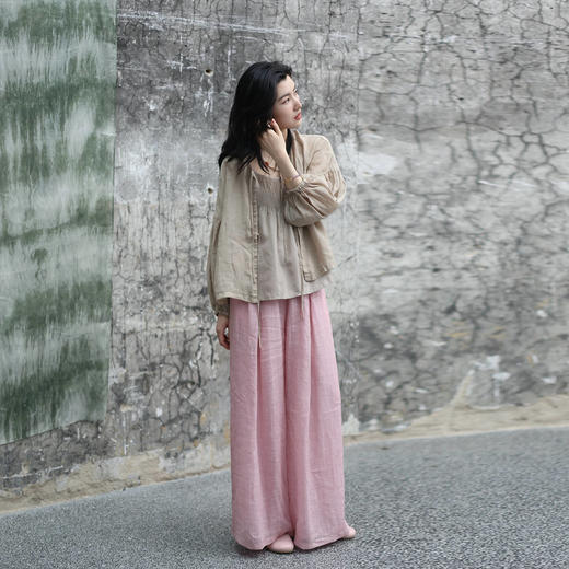 绽放女装316朵/【甜茶系列·玫瑰黄茶】高支苎麻炒色灯笼裤休闲裤 商品图2