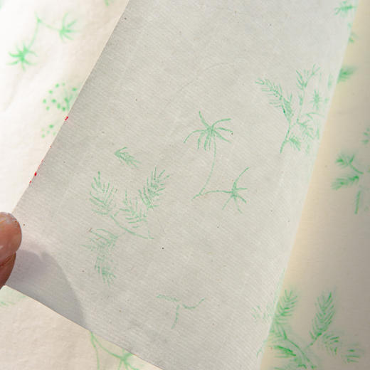80年代天津杨柳青画店制木版水印草叶纹大画笺（单张） 商品图12