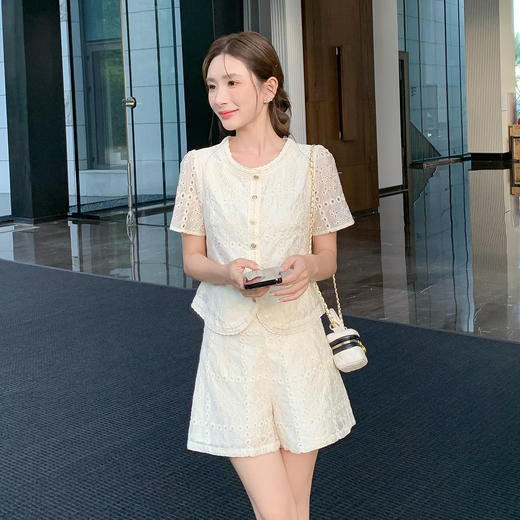 【清仓超15天不保价】奢姿大码女装2025夏季名媛气质小香风镂空两件套胖妹妹时尚套装9952953287【1】 商品图1