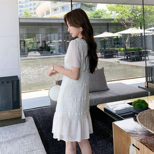 【清仓超15天不保价】奢姿大码女装2025夏季时尚V领短袖连衣裙胖妹妹气质减龄雪纺裙子9952821963 商品图3
