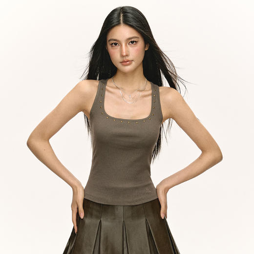 Ariseism美式复古辣妹修身设计感工字背心女夏季新款显瘦打底上衣 商品图3