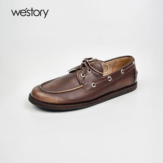 westory新款休闲风厚底平跟舒适百搭系带乐福鞋W24CM75221 商品图0