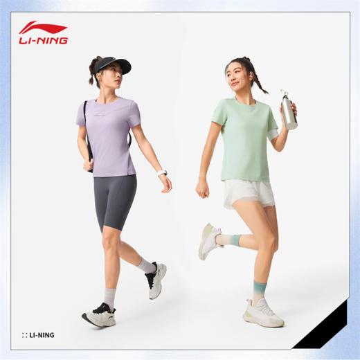 李宁短袖T恤女子25夏季新款健身印花LOGO舒适亲肤冰感运动上衣ATSV346 商品图1