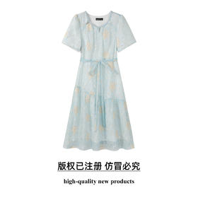 奢姿大码女装2025夏季减龄蝴蝶结绑带时尚连衣裙胖妹妹镂空裙子9952869803