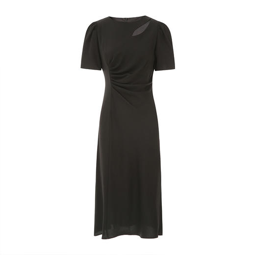 EITIE爱特爱夏季新款气质v领收腰a字显瘦礼服纯色连衣裙7877507 商品图12