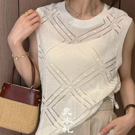 【部分现货】良木礼亚麻镂空背心（8385） 商品图5