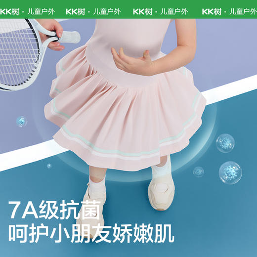 KK树儿童裙子夏季POLO裙无袖连衣裙背心裙女孩运动网球裙2025新款小风琴polo网球裙 商品图4