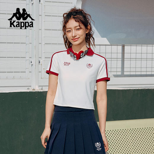 Kappa卡帕背靠背夏季2025新款运动短袖polo衫女款休闲t恤正肩上衣 商品图3