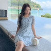 奢姿大码女装2025夏季减龄格纹蕾丝连衣裙胖妹妹小香风时尚裙子9952853379 商品缩略图2