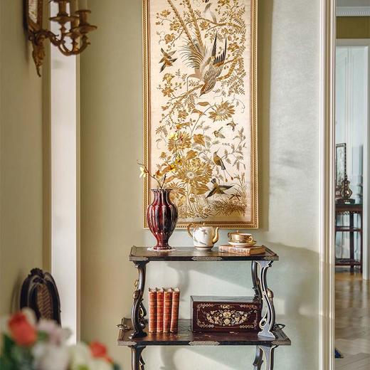 【已售】独角鹿西洋古董 中国清代出品「锦上添花」传统东方花鸟主题粤绣挂屏 商品图1