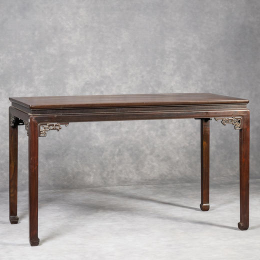 清	红木束腰马蹄腿夔龙纹角牙画桌 商品图0