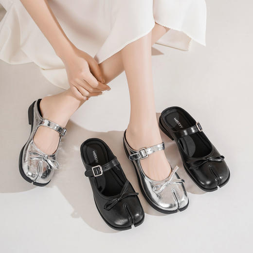 Westory2025年夏季低跟穆勒拖分趾包头拖鞋空凉鞋W25AH59291 商品图6