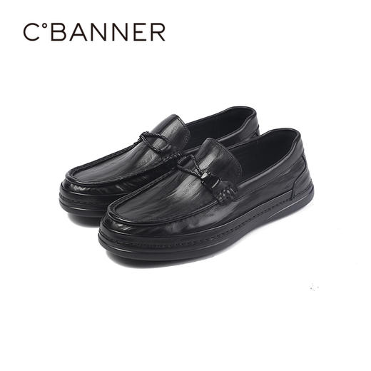 千百度秋季轻韧牛皮革鞋面商务通勤乐福鞋（豆豆鞋）A25466582 商品图4